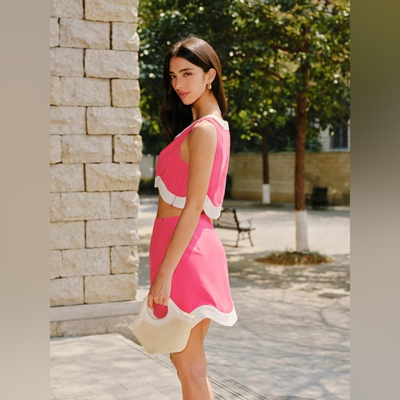 Commense Color Block Trim Cotton & Linen Skirt Set - Picture 3 of 12